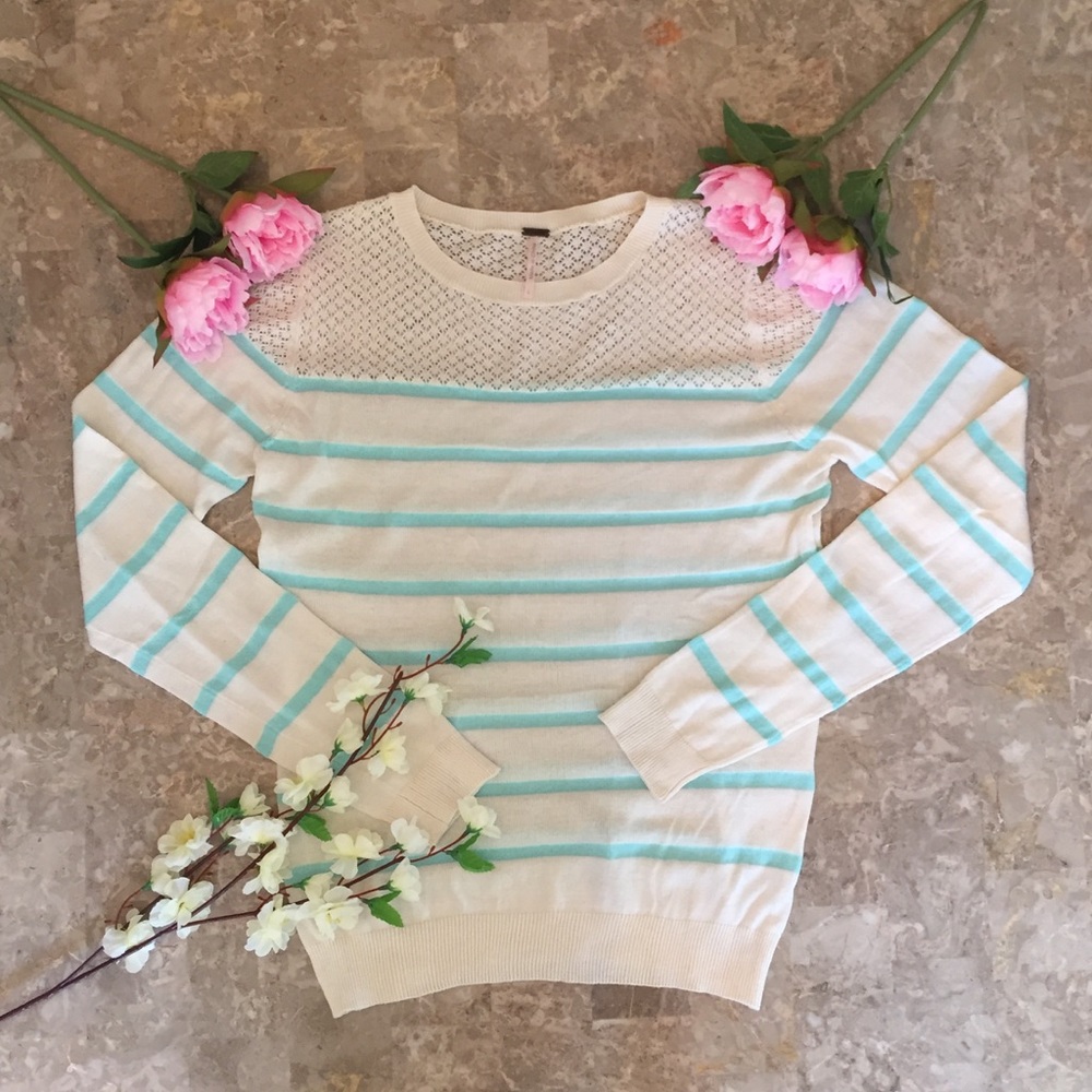 Lace Detail Striped Sweater